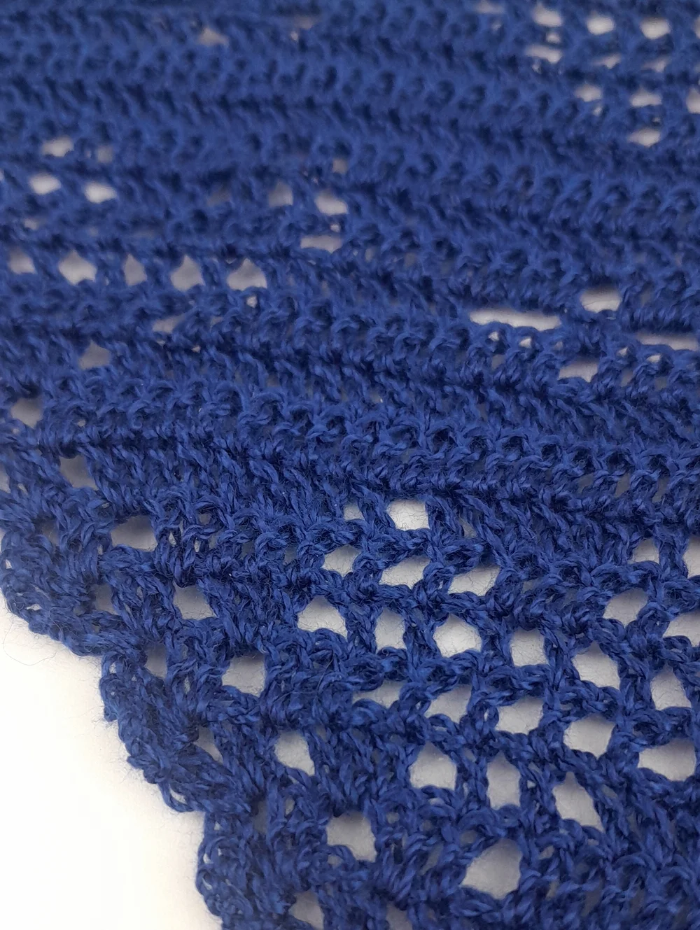Handcrafted Soft Royal Blue Crocheted Heart Filet Head Bandana Kerchief Tie Back